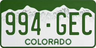 CO license plate 994GEC