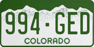 CO license plate 994GED