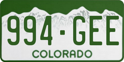 CO license plate 994GEE