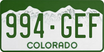 CO license plate 994GEF