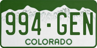 CO license plate 994GEN