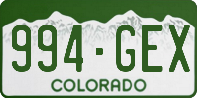 CO license plate 994GEX
