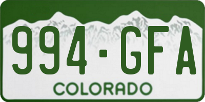 CO license plate 994GFA