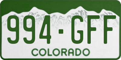 CO license plate 994GFF