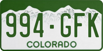 CO license plate 994GFK