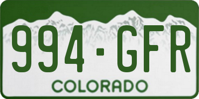 CO license plate 994GFR
