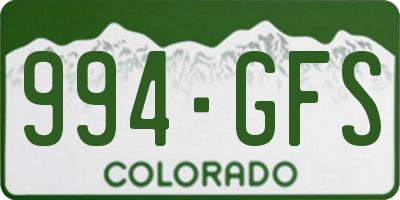 CO license plate 994GFS