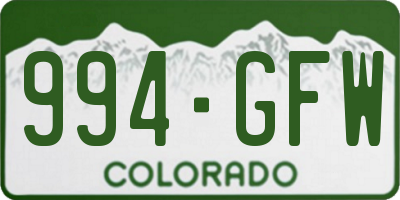 CO license plate 994GFW