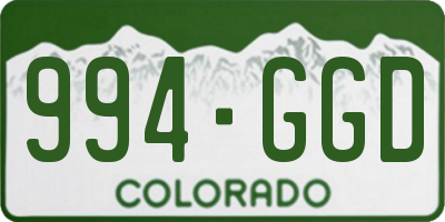 CO license plate 994GGD