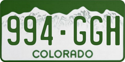 CO license plate 994GGH