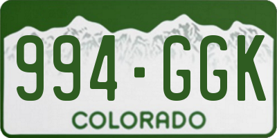 CO license plate 994GGK