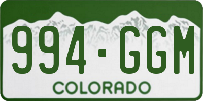 CO license plate 994GGM