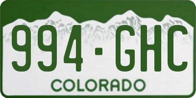 CO license plate 994GHC