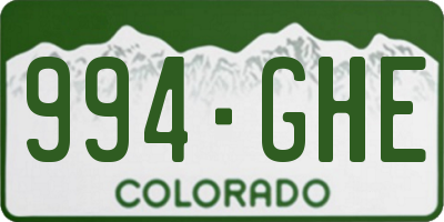 CO license plate 994GHE