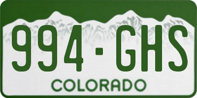 CO license plate 994GHS
