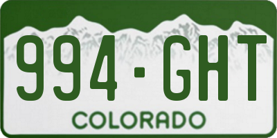 CO license plate 994GHT