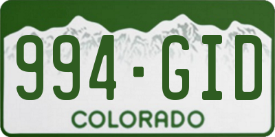 CO license plate 994GID