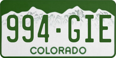 CO license plate 994GIE