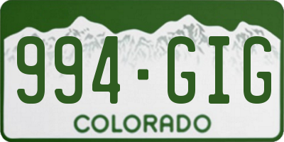 CO license plate 994GIG