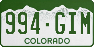 CO license plate 994GIM
