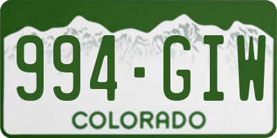 CO license plate 994GIW