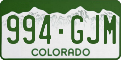 CO license plate 994GJM