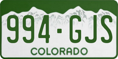 CO license plate 994GJS