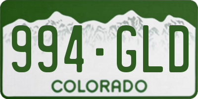 CO license plate 994GLD