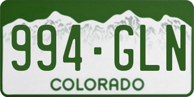 CO license plate 994GLN