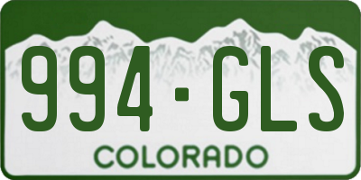 CO license plate 994GLS