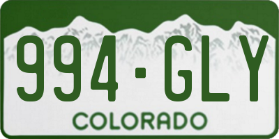 CO license plate 994GLY