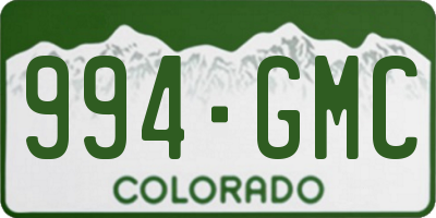 CO license plate 994GMC