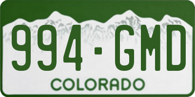 CO license plate 994GMD