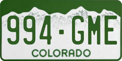 CO license plate 994GME