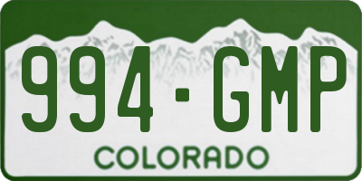 CO license plate 994GMP