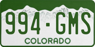 CO license plate 994GMS