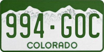 CO license plate 994GOC