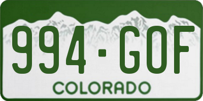 CO license plate 994GOF
