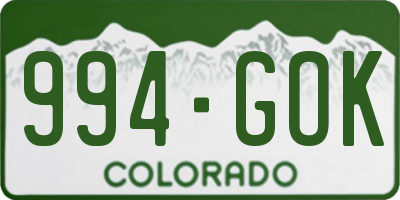 CO license plate 994GOK