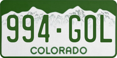 CO license plate 994GOL