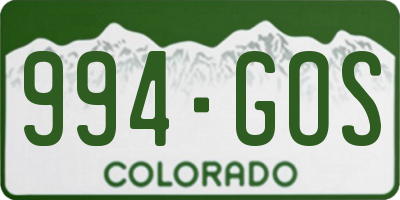 CO license plate 994GOS