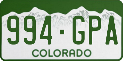 CO license plate 994GPA
