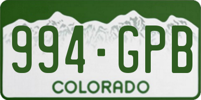 CO license plate 994GPB