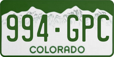 CO license plate 994GPC