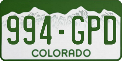 CO license plate 994GPD