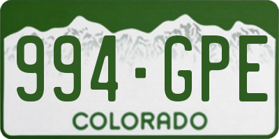 CO license plate 994GPE