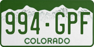 CO license plate 994GPF