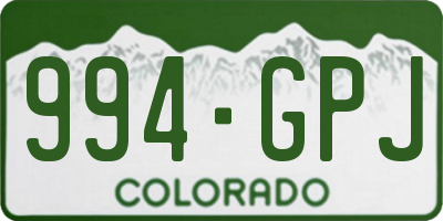 CO license plate 994GPJ