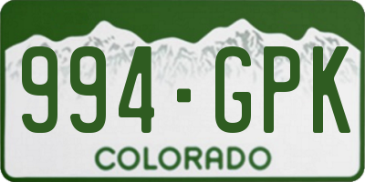 CO license plate 994GPK