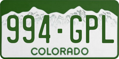 CO license plate 994GPL